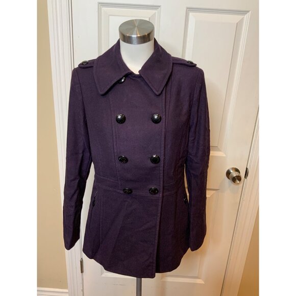 Michael Kors Purple Wool Blend Double Breasted Coat, Size 10 - Picture 1 of 5